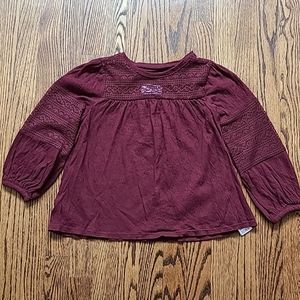 NWOT Old Navy Girls Crochet Lace Insert Long Sleeve Top in Maroon